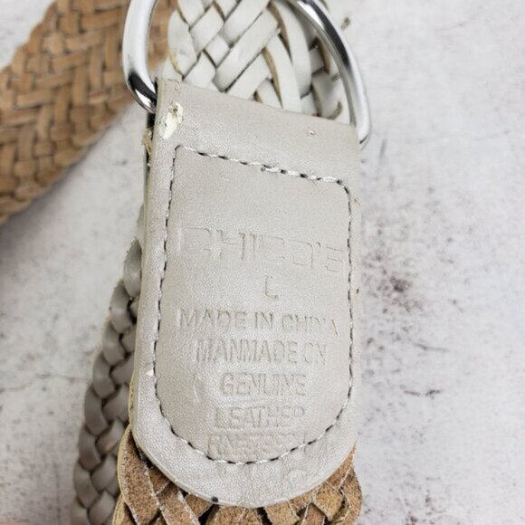 CHICO'S Leather Belt Braided Wide Bohemian size L - Picture 2 of 8